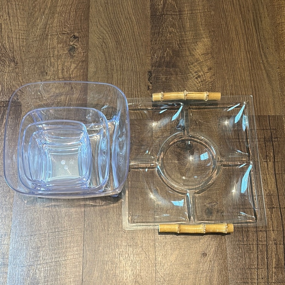 Clear Glass Bowl Set and Serving Tray